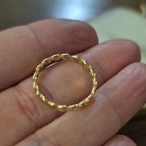Delicate Gold Plated Twisted Rope Stacking Ring size 7
